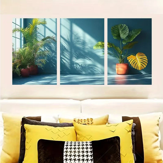 3pcs Vibrant Monstera Leaf Metal Print Ready to Hang Art
