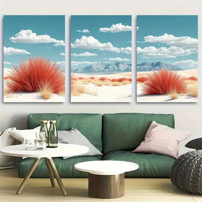 3pcs White Sands National Park, Mexico Travel Metal Print Ready to Hang Art