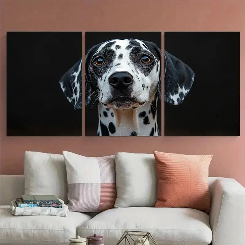 3pcs Dalmatian Dog Portrait Illustration Metal Print Ready to Hang Art