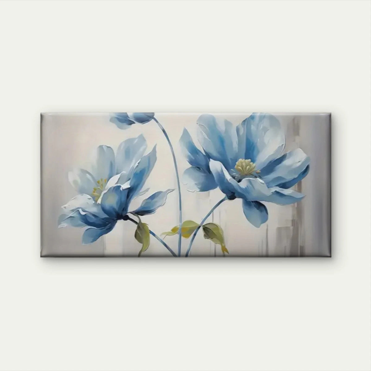 Modern Blue Floral Abstract Wall Art Canvas Office Home Room Framed 120x60cm