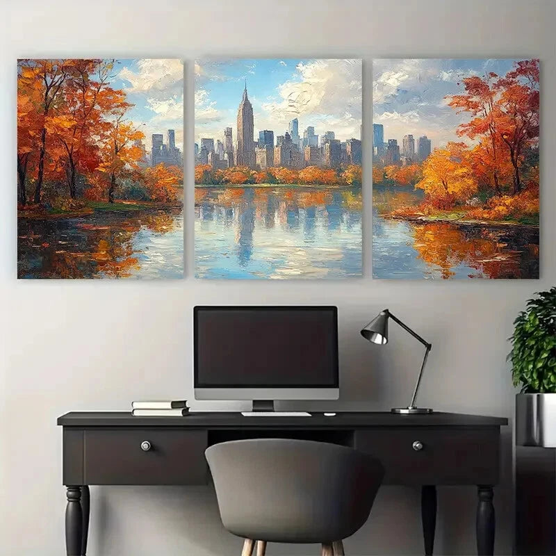 3pcs Central Park New York City Skyline Metal Print Ready to Hang Art
