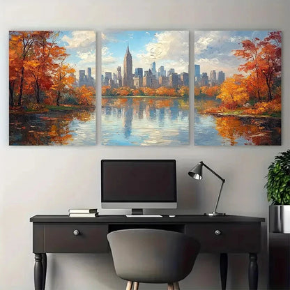 3pcs Central Park New York City Skyline Metal Print Ready to Hang Art