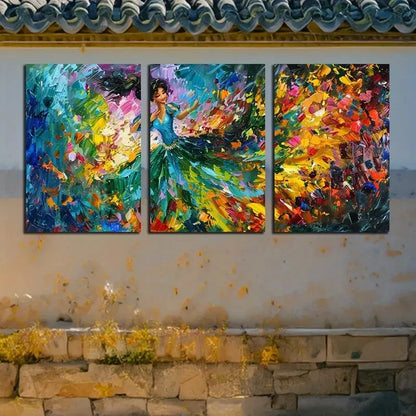 3pcs Abstract Dancing Figure, Vivid Colors Design Metal Print Ready to Hang Art
