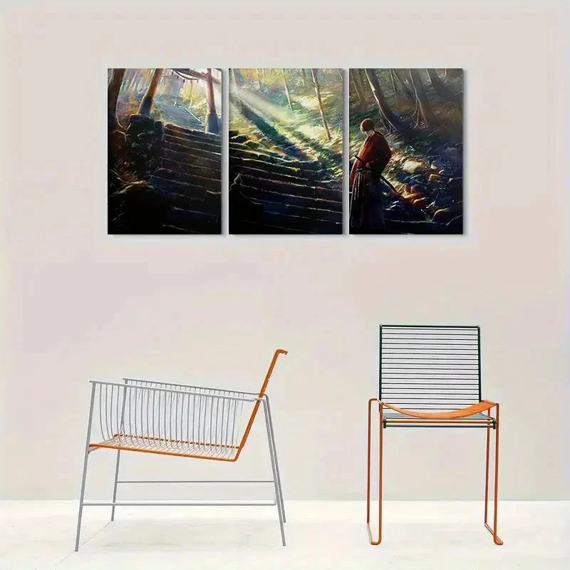 3pcs Fantasy Forest Adventure Triptych Metal Print Ready to Hang Art
