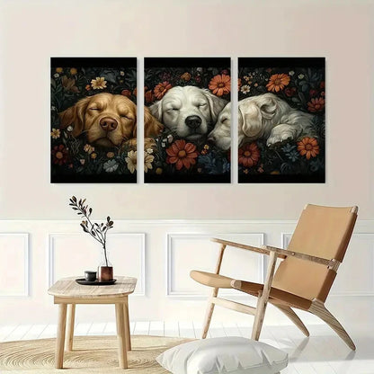 3pcs Featuring Wacky Dog Art Prints Metal Print Ready to Hang Art