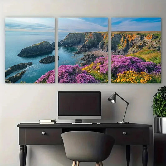3pcs Peninsula Mull of Galloway Illustration Metal Print Ready to Hang Art