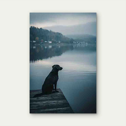 Labrador Retriever & Lake Scene Metal Print Ready to Hang