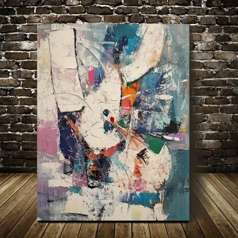 Contemporary Abstract White Cat Painting 40x60cm Metal Print Ready to Hang