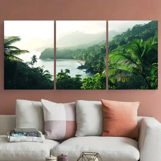 3pcs Corcovado National Park Travel Scenery Wall Art Set Canvas Framed 50x70cm - High Quality Print 100% Australian Made Wall Canvas Ready to Hang