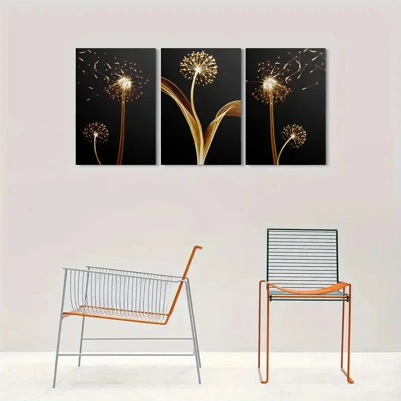 3pcs Modern Abstract Dandelion Wall Art Set Canvas Framed 50x70cm - High Quality Print 100% Australian Made Wall Canvas Ready to Hang