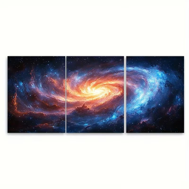 3pcs Ethereal Flocculent Spiral Galaxy Metal Print Ready to Hang Art
