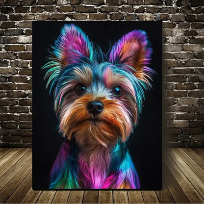 Beautiful Colorful Yorkshire Terrier Painting 40x60cm Metal Print Ready to Hang