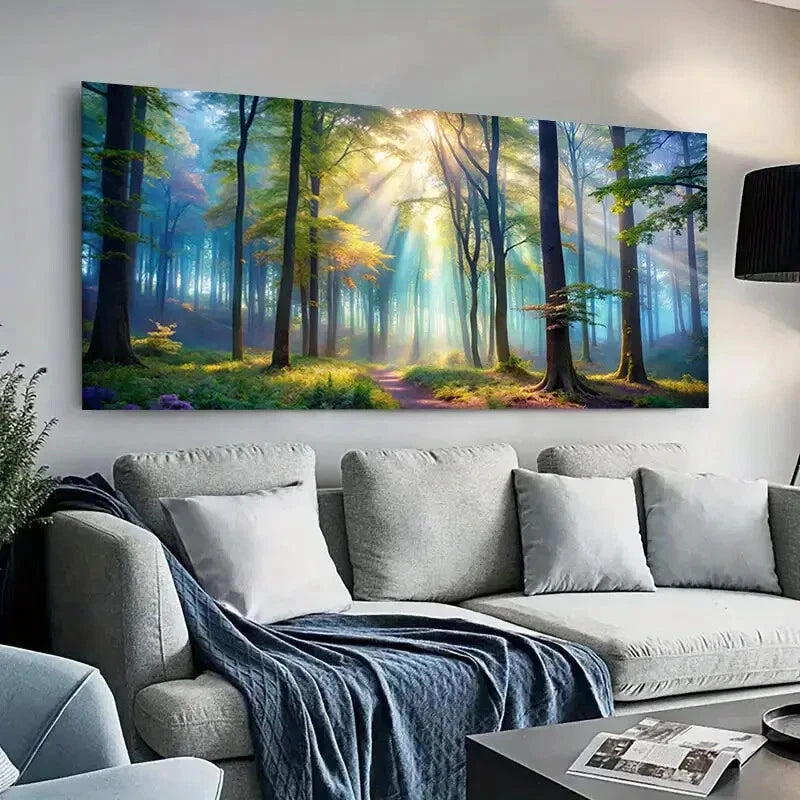 Sunlight Through  Forest wall canvas office home room framed 120x60cm