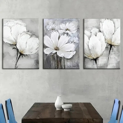 3pcs Floral Abstract Art Paintings Prints Metal Print Ready to Hang Art