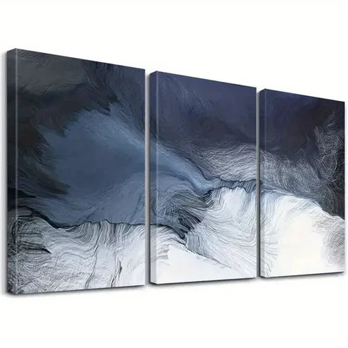 3pcs Abstract Light Blue and White Modern Wall Art Set Canvas Unframed - High Quality Print 100% Australian Made Wall Canvas