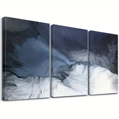 3pcs Abstract Light Blue and White Modern Wall Art Set Canvas Unframed - High Quality Print 100% Australian Made Wall Canvas