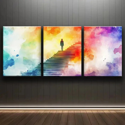 3pcs Modern Abstract Color Silhouette Metal Print Ready to Hang Art