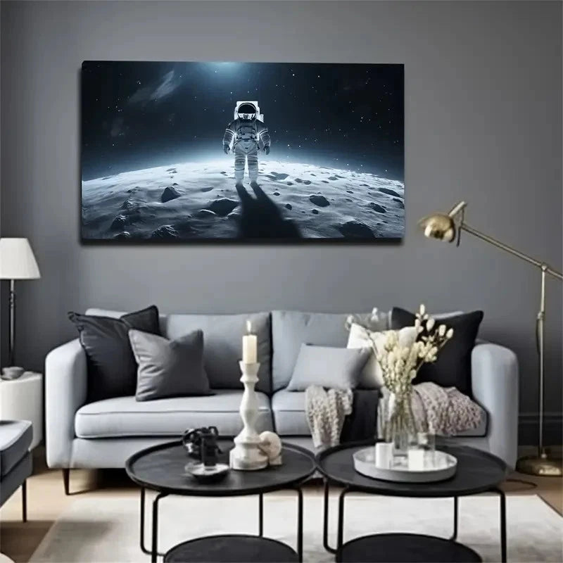 Astronaut On Moon Surface Wall Art Canvas Office Home Room Framed 120x