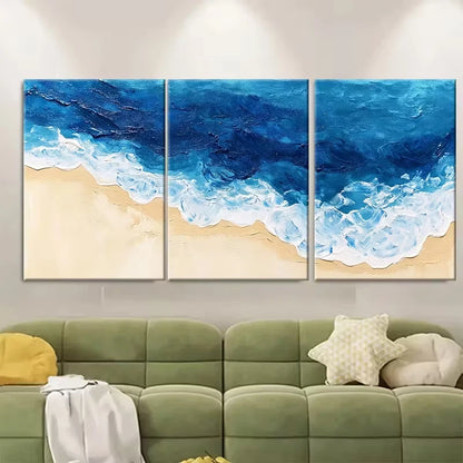 3pcs Beach View, Pool Abstract Art Metal Print Ready to Hang Art
