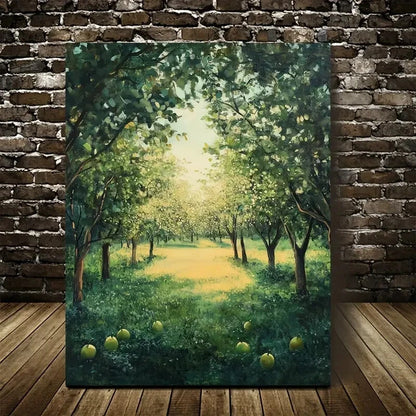 Depicting a Vibrant Pear Tree Forest Painting 40x60cm Metal Print Ready to Hang