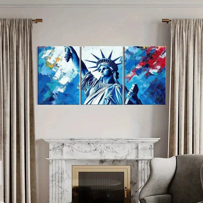 3pcs Liberty Statue Abstract Patriotic Symbol Art Metal Print Ready to Hang Art