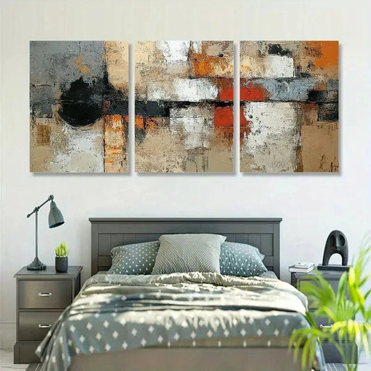 3pcs Abstract Geometric Art Triptych Metal Print Ready to Hang Art