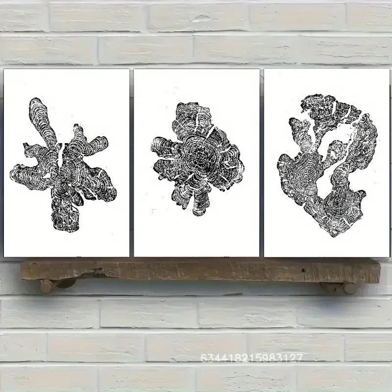 3pcs Tree Ring Print Stump Art Simple Metal Print Ready to Hang Art