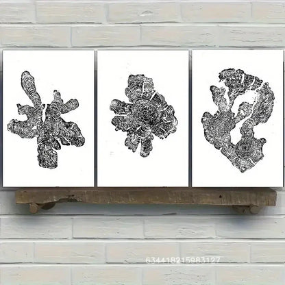 3pcs Tree Ring Print Stump Art Simple Metal Print Ready to Hang Art