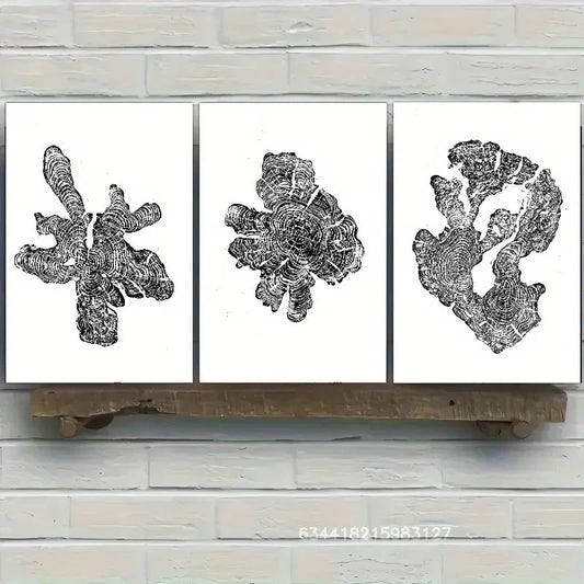 3pcs Tree Ring Print Stump Art Simple Metal Print Ready to Hang Art