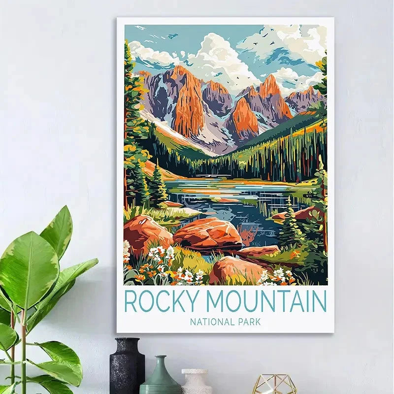 Rocky Mountain National Park Vintage Travel Poster Print Wall Art