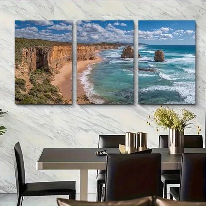 3pcs Victoria Twelve Apostles Ocean Landscape Australia Wall Art Set Canvas Framed 40x60cm - High Quality Print 100% Australian Made Wall Canvas Ready to Hang