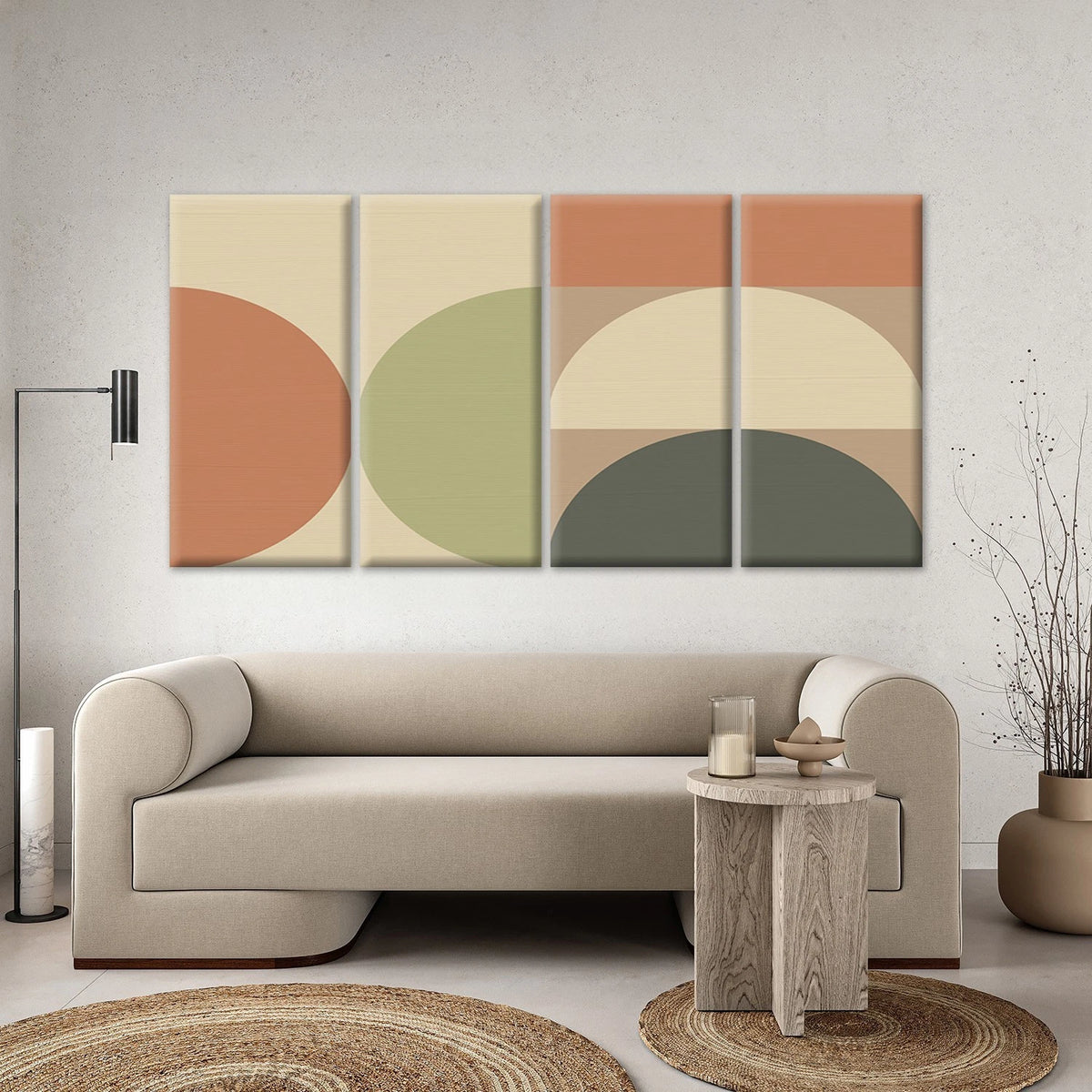 4pcs Abstract Geometric Neutral Shapes Wall Art Canvas Framed 45x80cm - High Quality Print 100% Australian Made Wall Canvas Ready to Hang