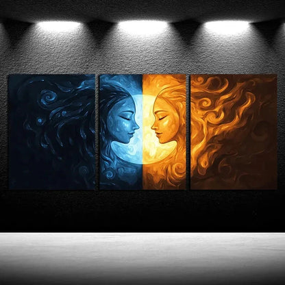 3pcs Vibrant Couples on Water Surface Design Metal Print Ready to Hang Art