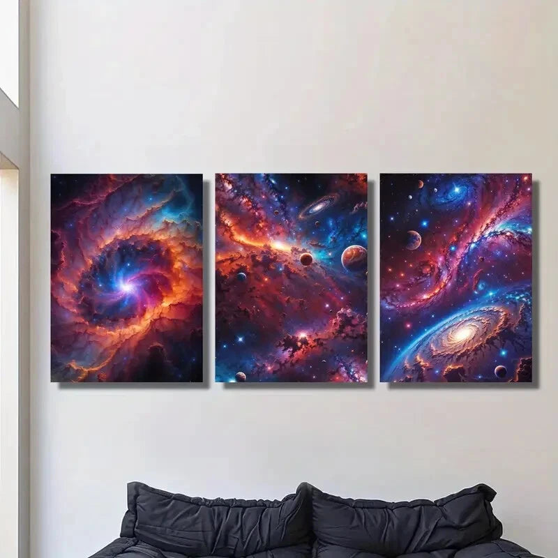 3pcs ,Fantasy starry sky art, colorful space Metal Print Ready to Hang Art