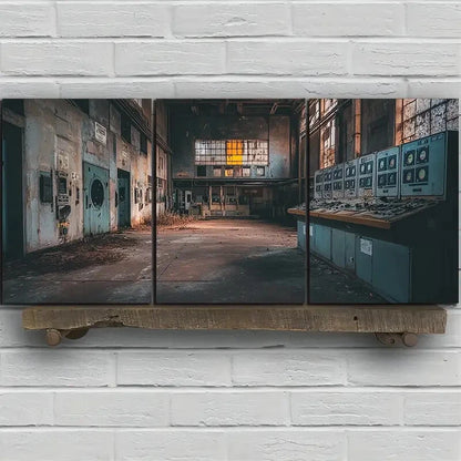 3pcs Old View Outdated Control Room Metal Print Ready to Hang Art
