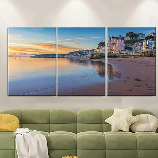 3pcs Meadfoot Beach Scenery Serene Coastal Metal Print Ready to Hang Art