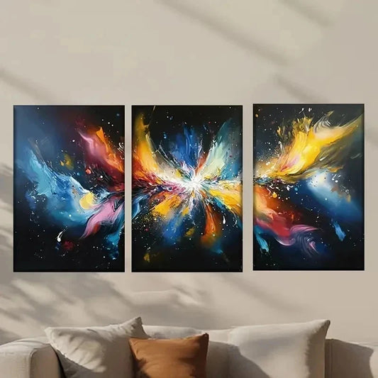 3pcs Abstract Paint Splashes Design Wall Art Set Canvas Framed 40x60cm - High Quality Print 100% Australian Made Wall Canvas Ready to Hang