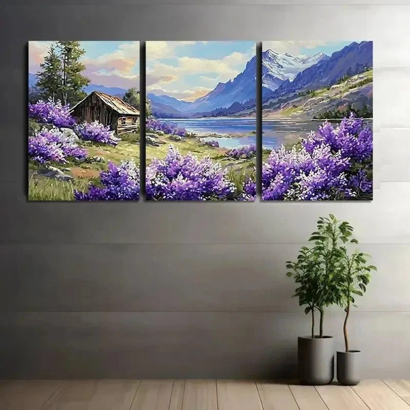 3pcs Number-Style Landscape Painting Modern Art Metal Print Ready to Hang Art