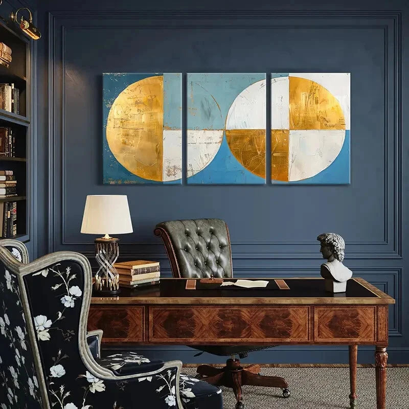 3pcs Abstract Art Geometric Design Poster Metal Print Ready to Hang Art