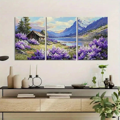 3pcs Number-Style Landscape Painting Modern Art Metal Print Ready to Hang Art