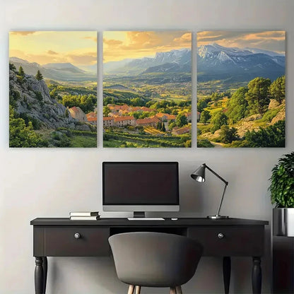 3pcs Mont Ventoux Bedoin Village Travel Metal Print Ready to Hang Art