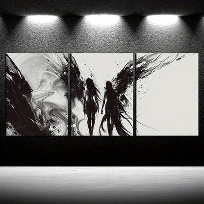 3pcs Modern Black and White Women Abstract Design Metal Print Ready to Hang Art