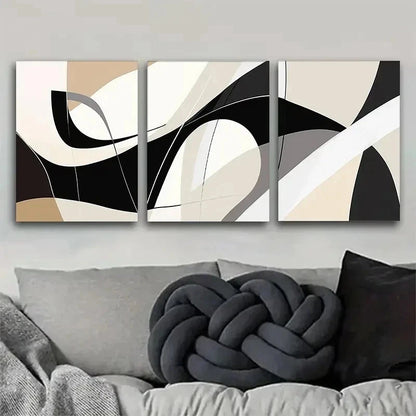 3pcs White And Beige Geometric Shapes Wall Art Set Canvas Framed 40x60cm - High Quality Print 100% Australian Made Wall Canvas Ready to Hang