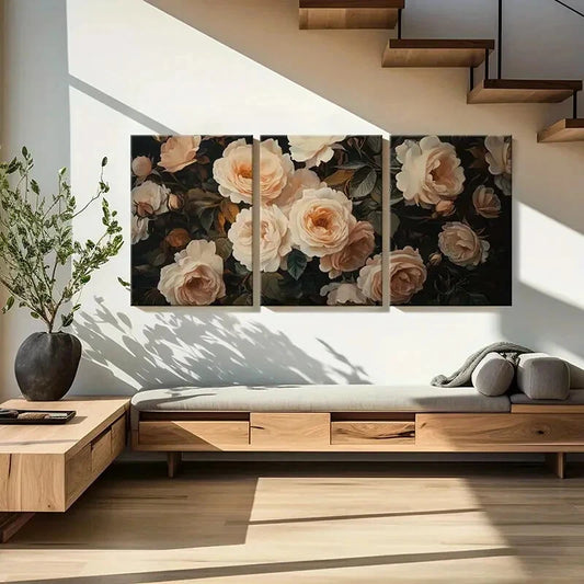 3pcs Elegant Rose Floral Art Vintage Botanical Metal Print Ready to Hang Art