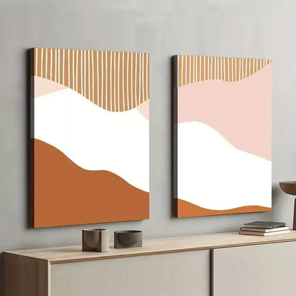 2pcs Orange White Abstract Modern Design Framed 50x75cm - High Quality Print 100% Australian Made Wall Canvas Ready to Hang