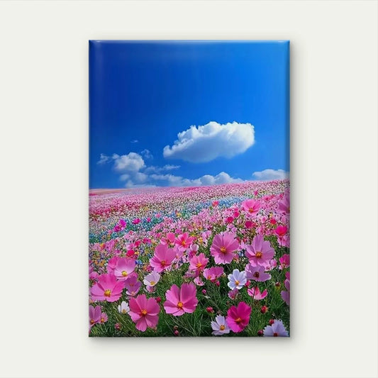 Vibrant Cosmos Sky Floral Landscape 60x90cm Metal Print Ready to Hang
