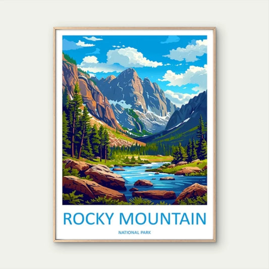 Rocky Mountain National Park Vintage Travel Poster Print Wall Art