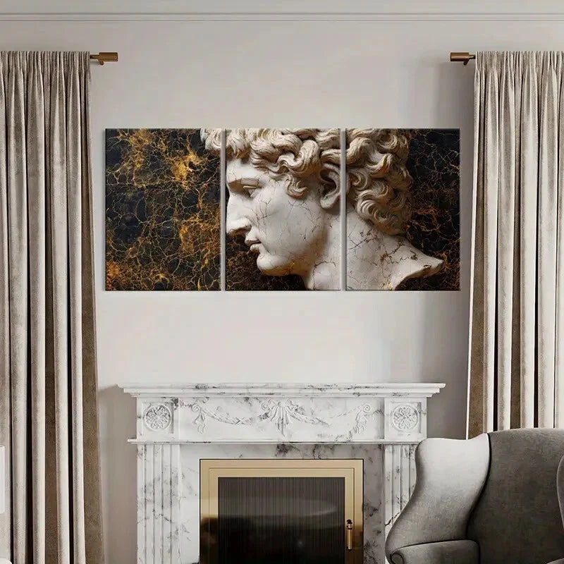 3pcs Sculpture Art Classical Greek Statue Metal Print Ready to Hang Art