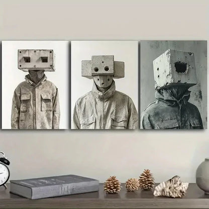 3pcs Cement man Wall Art Set Canvas Unframed – High Quality Print, 100% Australian Made Wall Canvas