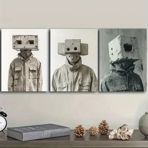 3pcs Cement man Wall Art Set Canvas Unframed – High Quality Print, 100% Australian Made Wall Canvas